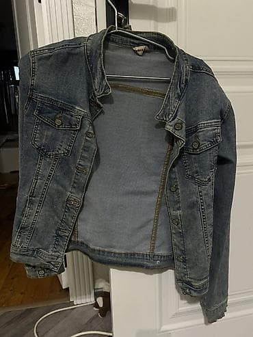 Cins gödəkçə - Klassik mavi denim rəngi, yüngül “washed” effektli -