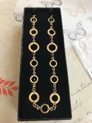 yuxuda yaxa sancağı görmək: Комплект ожерелье и серьги с черными камнями Swarovski Авторская — 5