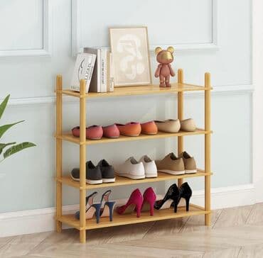 вешалка для одежды баку: Ayaqqabi rəf Bambuk matrial 4 mərtəbə Hündürlük:67 sm Uzunluk: 63 sm — 1