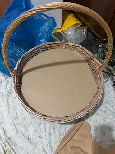 qab qacaqlar: Təbii söyüddən hörülmüş səbət - Material: təbii söyüd/qamış hörgü — 3