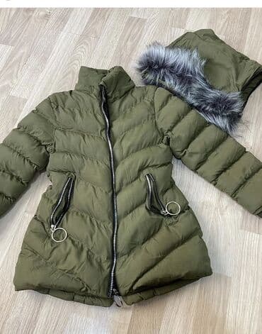 uşaq dojdevikləri: Zeytun yaşılı rəngli, uzunqol, şişirdilmiş gödəkçə, qış mövsümü üçün — 1