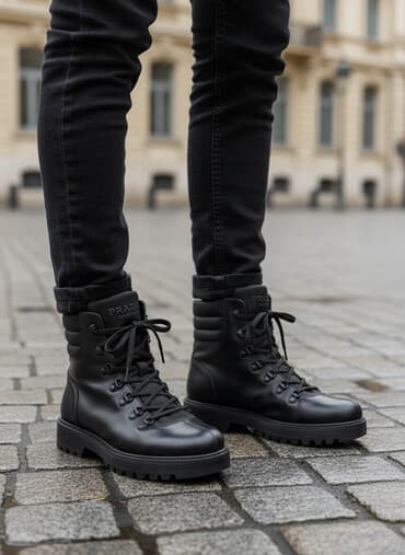 байкерские мужские ботинки: Məhsul: Prada Milano kişi ayaqqabısı 2100 azn alınıb heç geyinilməyib — 1