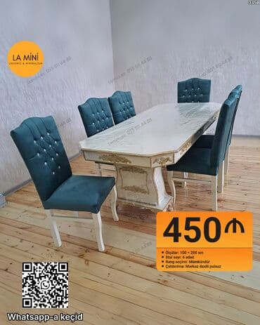 keçi piyi: Qonaq otağı üçün, Açılmayan, Dördbucaq masa, 6 stul — 1