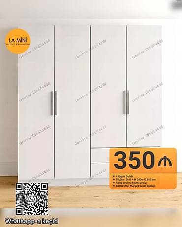 pol taxtasl: 4 qapılı, Siyirməli, Ağ, Açılan, Düz dolab — 1