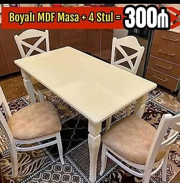 metbee: Mətbəx üçün, Yeni, Açılmayan, Dördbucaq masa, 4 stul — 1