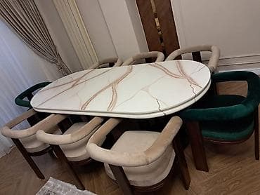 balkon stul: Qonaq otağı üçün, Yeni, Açılmayan, Oval masa, 8 stul — 1