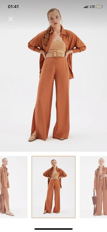 детские брючные костюмы: Ketan şalvar kofta dest 42 ölçü.sateen firması. Geyilmeyib yeni — 3