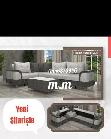 Masalar və oturacaqlar: Künc divan, Yeni, Açılan, Bazalı, Parça, Pulsuz çatdırılma — 8