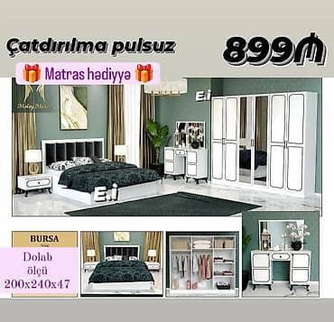 taxta komod: Bursa yataq dəsti Komplekt: - İki tumbalı çarpayı (matras hədiyyə) - — 1