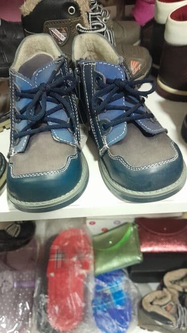 uşaq üçün vanna: Uşaq ayaqqabısı – mavi/boz tonlarda dəri və süet kombinasiyası - — 2