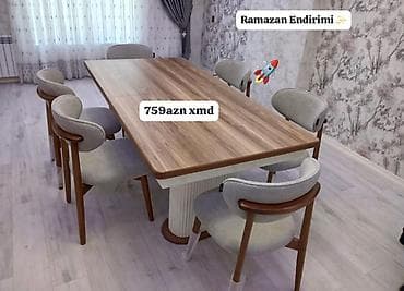 televizor ayaqları: Qonaq otağı üçün, Yeni, Açılmayan, Dördbucaq masa, 6 stul — 1