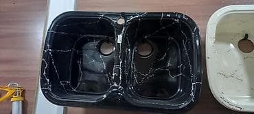 sade dam ortukleri: Düzbucaqlı Mətbəx çanağı, Şkafsız, Dəmir — 2