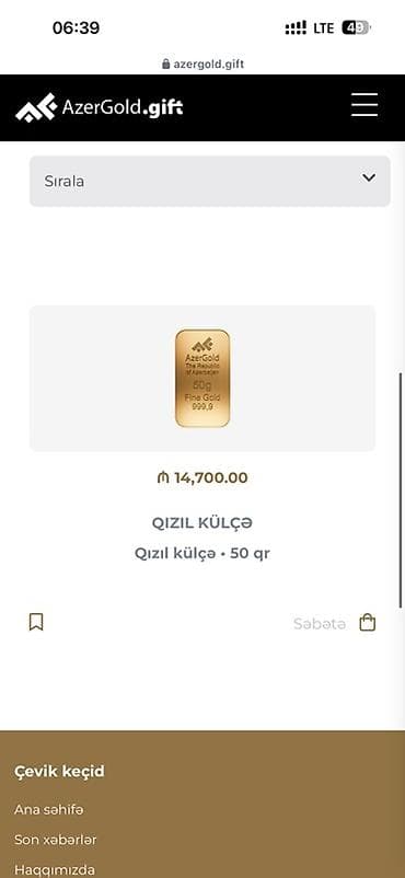 AzerGold Qızıl Külçə – 50 qram - Növ: Qızıl külçə - Çəki: 50 q - at lalafo.az AzerGold Qızıl Külçə – 50 qram - Növ: Qızıl külçə - Çəki: 50 q -
