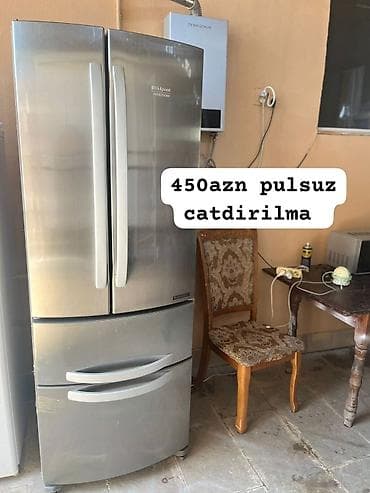 3 qapılı Hotpoint Ariston Soyuducu Satılır, rəng - Gümüşü, Təkərli — 1