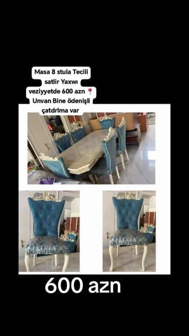 köhnə qədim gədim sovet davet stol stul mebel: Для гостиной, Б/у, 6 стульев — 1