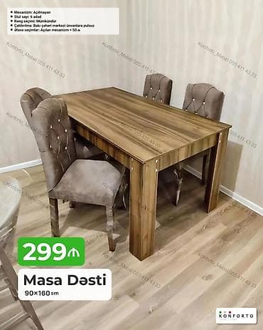 kohnə stul: Masa dəsti – 90×160 sm - Mexanizm: açılmayan (əlavə seçim: açılan — 1
