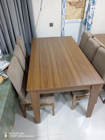 купить круглый стол в баку: Для гостиной, Новый, Нераскладной, Прямоугольный стол, 6 стульев — 2