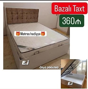 kravat taxt: Bazalı taxt – ölçü 200x160 sm. - Açar-bazalı konstruksiya: yuxarıdan — 1
