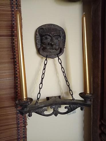 17 şam: Divar üçün metal şamdan - Material: tökmə metal (dəmir görünüşlü) — 1