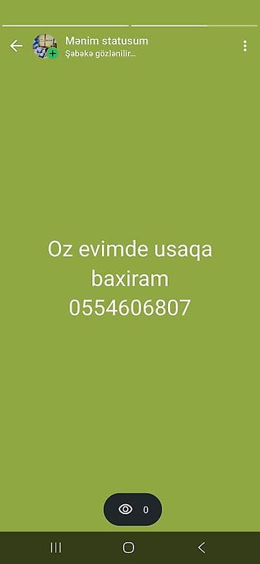 Oz evimde usaqa baxiram 8illik tecrubem var yatilida qala biler