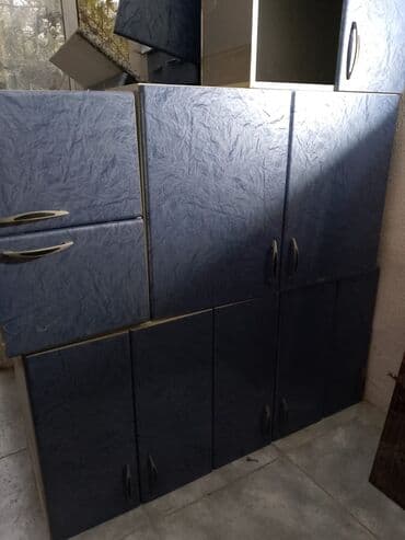 глянцевая мебель: Mətbəx şkafı dəsti - Material: laminat/LDSP korpus, mavi rəngli — 2