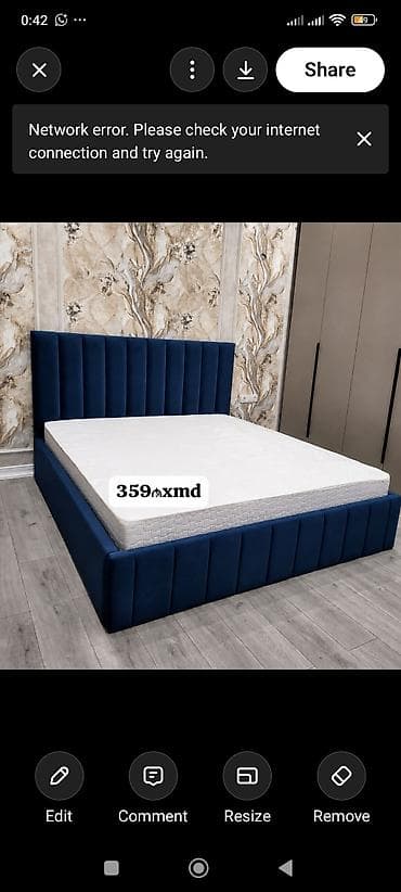Velvet çarpayı dəsti – mavi rəng - Yataq ölçüsü: 359 xmd (şəkildə — 1