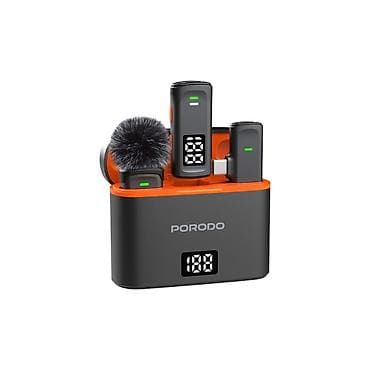 adaptör: Porodo Lavalier Microphones – Type‑C qoşulma + Lightning adapterli — 3