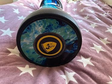giroskuter: İki təkərli smart balans skuter (hoverboard). Mavi-alov naxışlı — 3