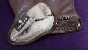 женские атласные длинные перчатки: Ideal veziyyetde deri elcek,XXL olcude,original maldir,2 -3 defe — 2