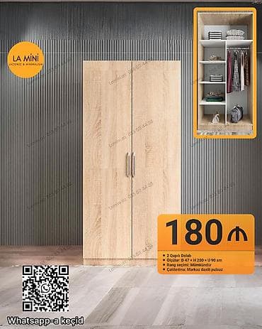 mini drel: LA MİNİ – 2 qapılı dolab - Ölçülər: Dərinlik 47 sm x Hündürlük 200 sm — 1