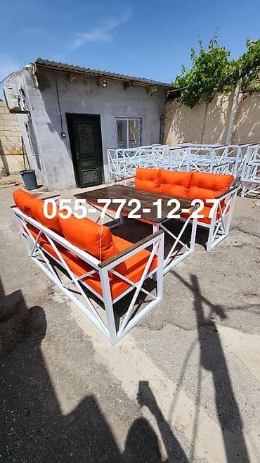 kamp stolu: Dördbucaq masa, Açılmayan, Stullar ilə, Metal — 8