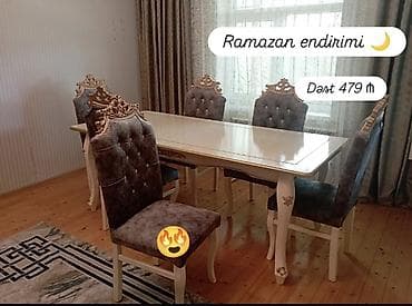 Qonaq otağı üçün, Açılmayan, Dördbucaq masa, 6 stul