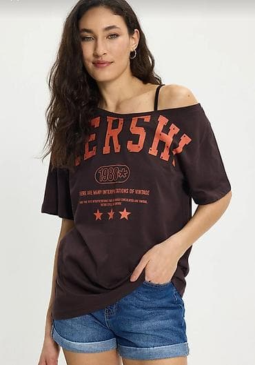 Yeni Mövsüm Vintage Çiyni Açıq Oversize Tişört Qızlar üçün dəbli