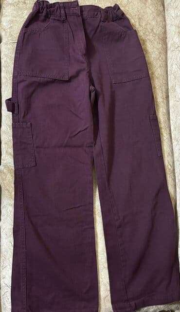 şalvar: Bardovu/Mürdüm rəngli karqo şalvar - Model: düz kəsim, geniş balaq - — 1