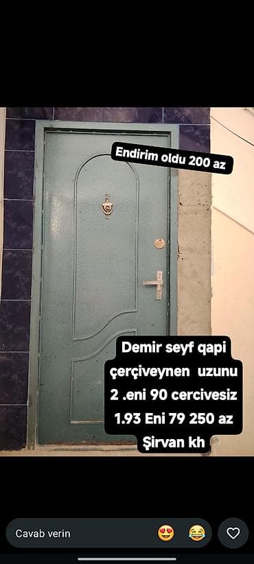 qapı zəngi: Demir seyf qapı - Material: tam metal/seyf tipli - Rəng: açıq yaşıl - — 1