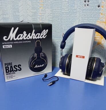 səs yazma studiyaları: Yeni Simsiz (Bluetooth) Qulaqcıqlar, Marshall, rəng - Göy — 2