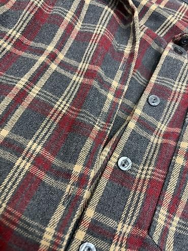 stringer alt geyimi: Qırmızı-boz-bej rəngli karetli flanel köynək - Material: yumşaq — 3