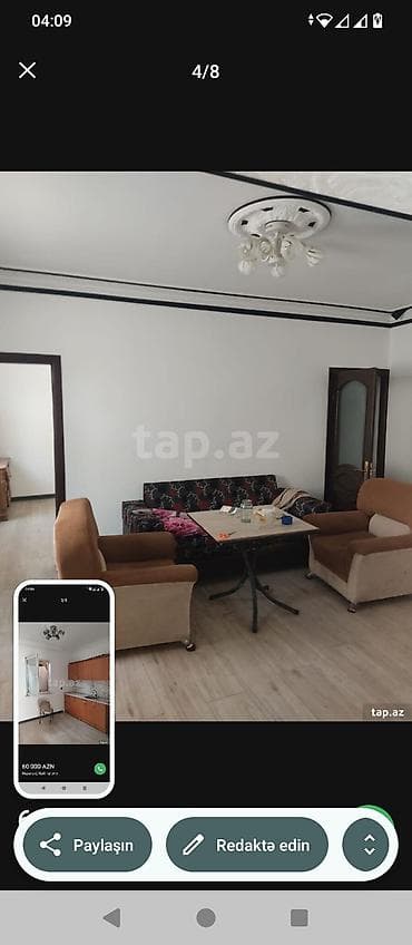 mida satis: 3 otaqlı, 64 kv. m, Kredit yoxdur, Yeni təmirli — 8