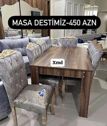 Qonaq otağı üçün, Açılmayan, Dördbucaq masa, 6 stul