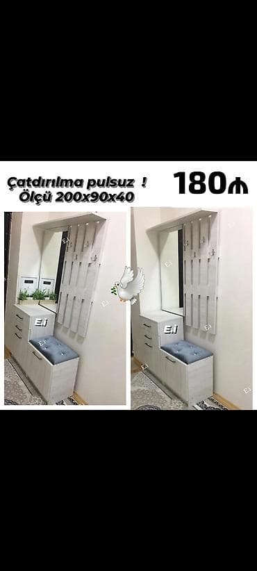 pla filament: Dəhliz üçün çoxfunksiyalı askılıq və dolab dəsti - Ölçü: 200×90×40 sm — 1