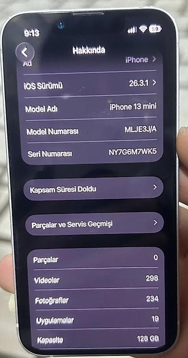 hard disk satisi: IPhone 13, 128 GB, Ağ, Face ID — 5