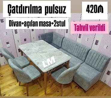 Mətbəx mebeli: 💫 Mətbəx dəsti Qiymət : 420₼ Divan:1.20x1.70 Masa açılan: 80×1.30 — 3