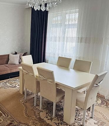 stol ustul: Qonaq otağı üçün, İşlənmiş, Açılmayan, Dördbucaq masa, 6 stul — 1