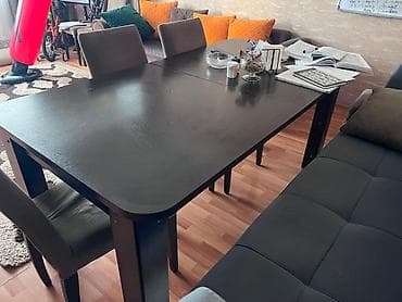 şabalıd: Tünd şabalıd geniş yemək/iş masasI - Material: bərk taxta/laminat — 1