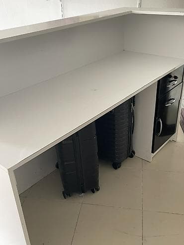 заказ мебели: Ağ rəngli resepsiyon/ofis masası – müasir minimal dizayn - Ön panel — 2