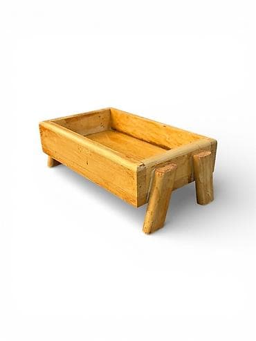 metbex kafeli: Taxta mini servis/trayban - Material: tam ağac (təbii rəngli), əl — 2