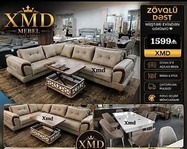 Zövqlü dəst – XMD Mebel Komplektin tərkibi: - Divan 3+2, açılan baza