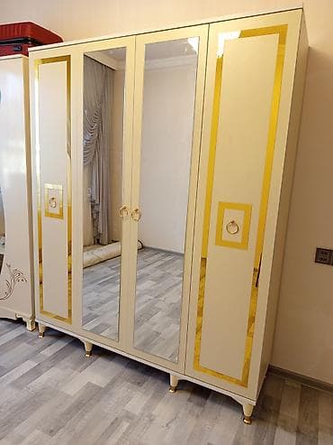 bronza fiqur: Yeni, 4 qapılı, Güzgülü, Ağ, Digər material, Açılan, Düz dolab — 4