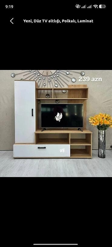 ceks tv: Yeni, Düz TV altlığı, Polkalı, Laminat — 1