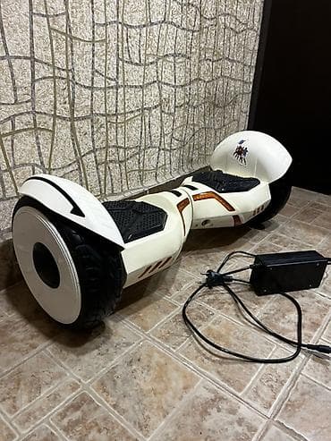 gitara kabel: Elektroskuterl (hoverboard) – 8.5" təkərli, ağ rəngdə, LED işıqlı — 2